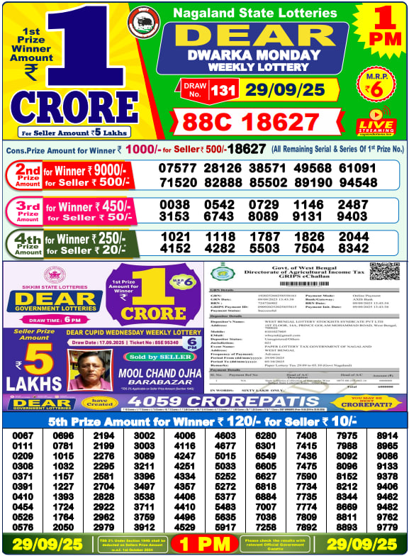 Dhankesari Lottery Sambad Result 1 PM